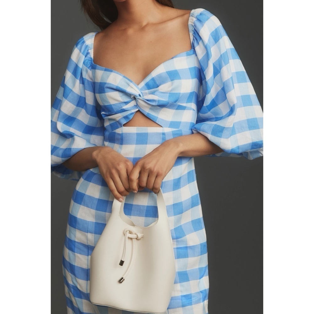 NWT Anthropologie RHODE Noa Linen Midi Dress Blue White - Picture 4 of 14